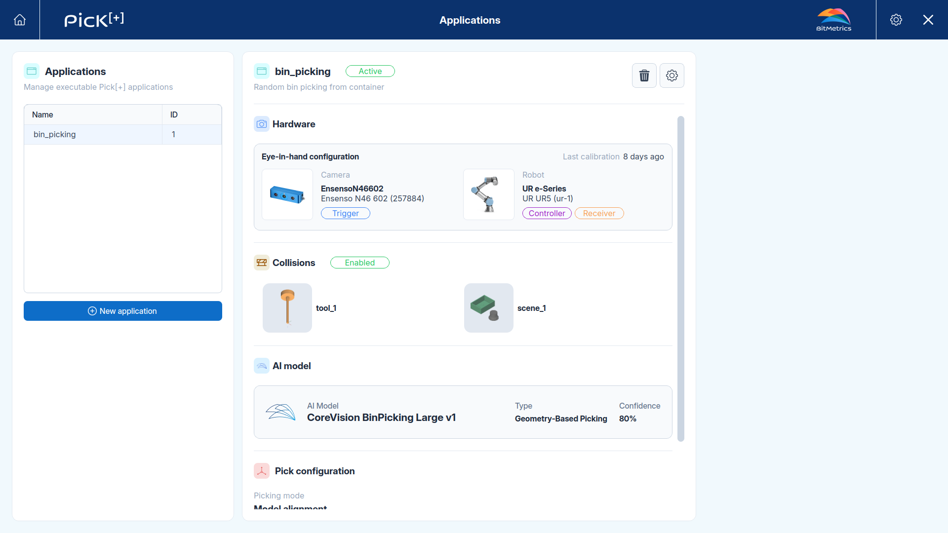 Applications screen